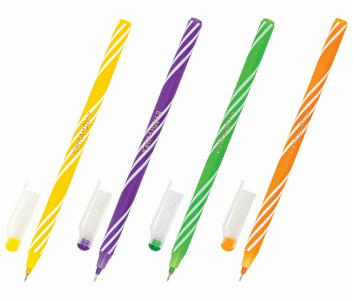 Ручка шариковая Стафф Санди Неон синяя игольчатый узел 0,6мм, линия 0,3мм