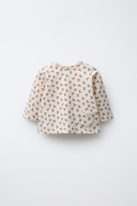ZARA ФУТБОЛКА С МЕДВЕЖАТАМИ, ЭКРЮ