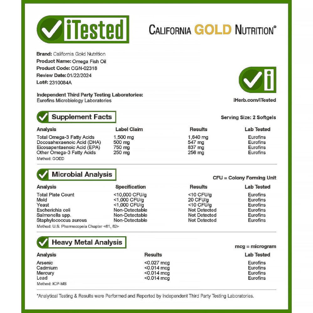 California Gold Nutrition, норвежский рыбий жир с омега 3, с ЭПК и ДГК, натуральный лимонный вкус, 180 капсул