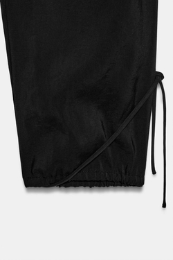 ZARA БРЮКИ BAGGY С ЛЕНТАМИ, ЧЕРНЫЙ