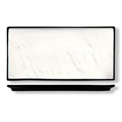 Блюдо прямоугольное 31*14 см Relief белое с черным бортом фарфор P.L. Proff Cuisine [3]