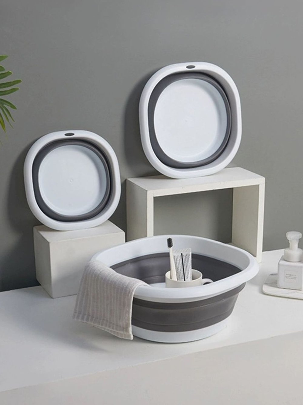 Таз складной серый 8 литров (F20-509)