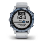 Спортивные наручные часы Garmin Fenix 6 Pro Solar синий минерал с белым ремешком 010-02410-19