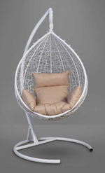 Подвесное кресло-кокон SEVILLA белое, бежевая подушка (Laura Outdoor)