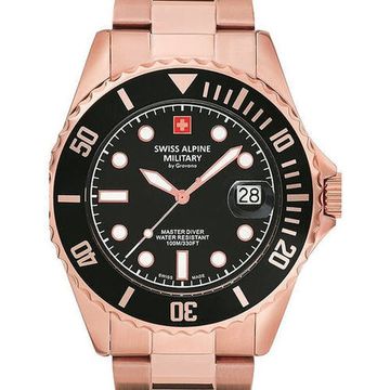 С браслетом Мужские наручные часы с золотым браслетом Swiss Alpine Military 7053.1167 mens watch 42mm 10ATM