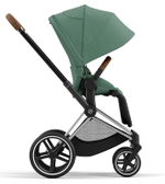 Коляска 3 в 1 Cybex Priam IV Chrome Brown complete и автокресло Cloud T i-Size Cozy Beige Plus Leaf Green