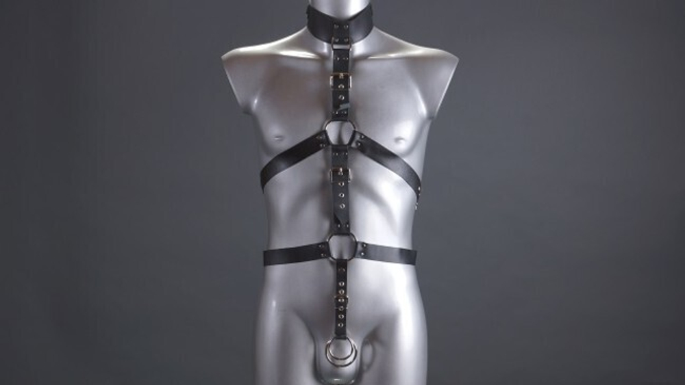 Комплект мужской "подчинение" (Цвет: черный с серебряным)