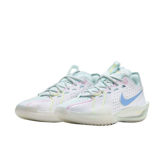 Nike Air ZOOM G.T. Cut 3 Баскетбольные кроссовки Низкие Белый/Белый/Розовый цвет пены/Аква-синий Унисекс