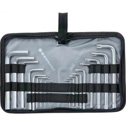 Набор ключей имбусовых HEX-TORX, 18 шт: HEX 1,5-10 мм, T10-T50, CrV, коротких, с сатиновым покрытием