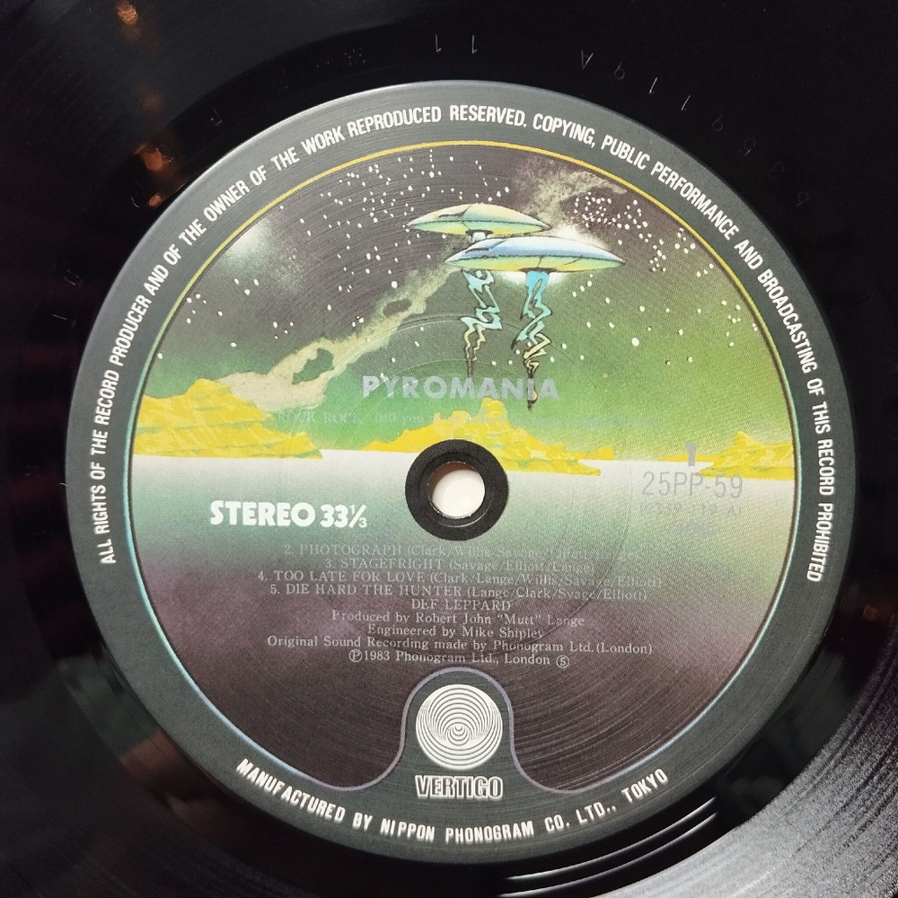 Винтажная виниловая пластинка LP Def Leppard Pyromania (Japan 1983) (Obi) Die Hard The Hunter