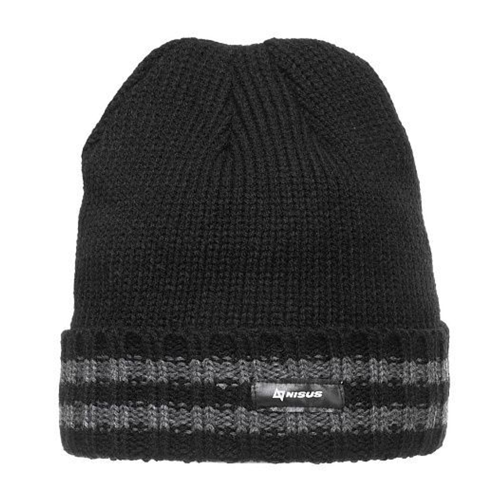 Шапка мужская утепленная с отворотом NISUS Чемпион, цвет черный, one size (N-HI-B)