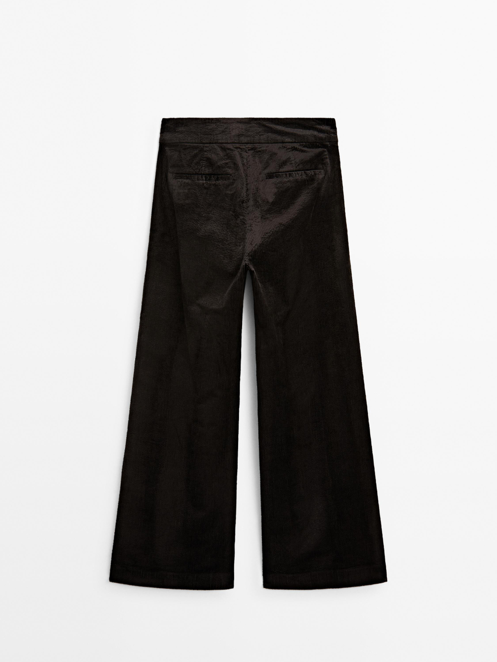 Massimo Dutti Вельветовые брюки-палаццо со средней посадкой, шоколадный