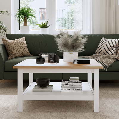 Журнальный стол Хемнэс/Кымор, 90х90х46см, белый/светло-коричневый