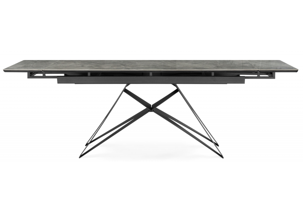 Керамический стол Woodville Блэкберн 160(220)х89 серый мрамор baolai, черный