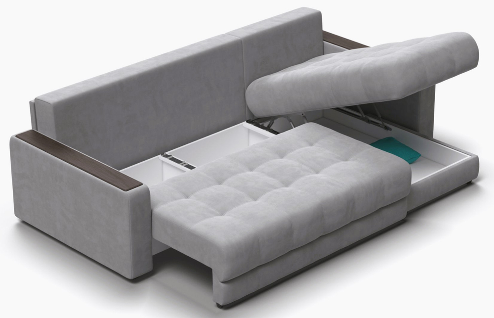 Угловой диван Босс Классик Велюр Монолит сталь