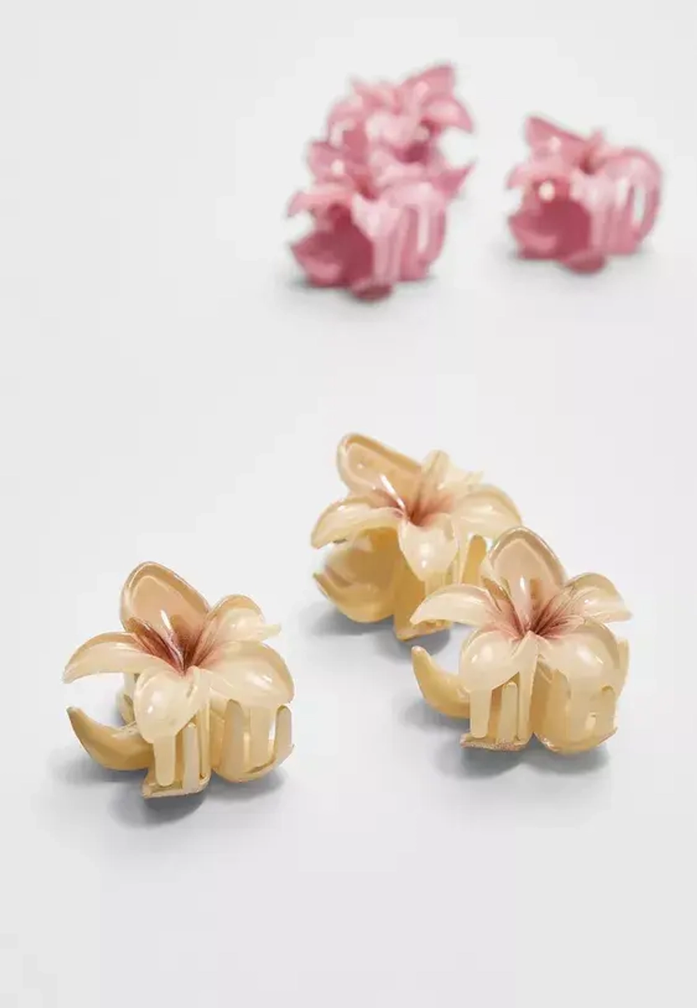 STRADIVARIUS Набор из 6 мини-заколок для волос в виде цветов, экрю