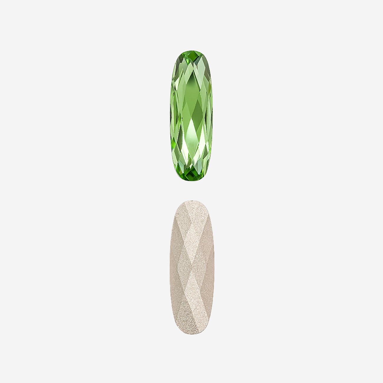 Кристалл Длинный Овал (Long Classical Oval), оттенок "Перидот"/"Peridot", 15*5мм