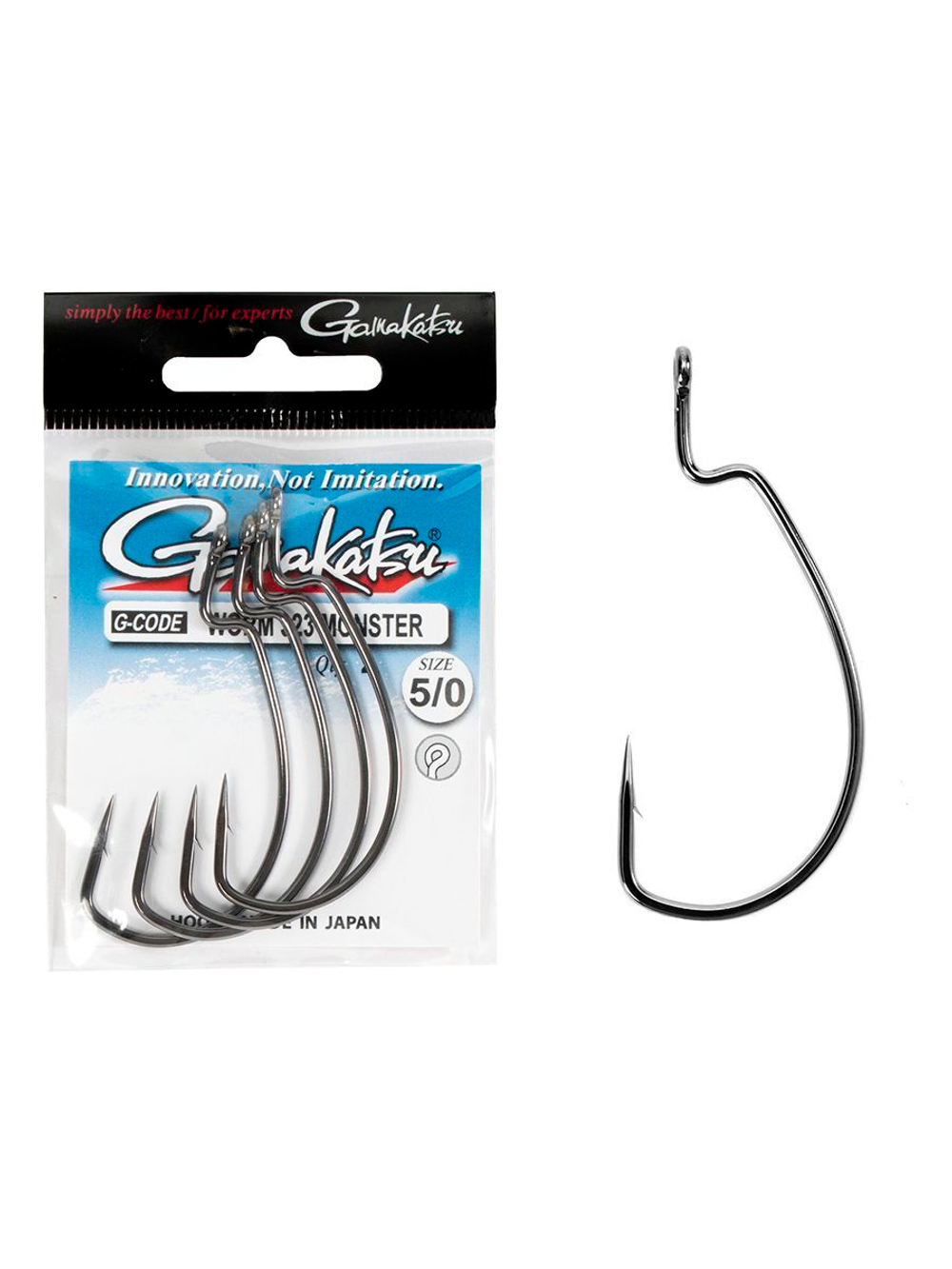 Крючки офсетные Gamakatsu Worm 323 MONSTER HOOKS BLACK размер 7/0 (упк.4шт.)