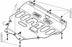Защита стальная 2 мм двигателя и кпп для Volvo C30; S40; V50 Motodor.72601