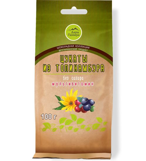 Цукаты из топинамбура МУЛЬТИВИТАМИН (брусника+черника+вишня), 100г.