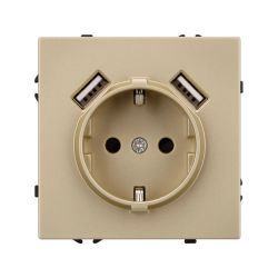 Механизм розетки с USB зарядкой SCT-NOBE-MUAA-SFPL-GD (230V, 16A) (Arlight, Золотой песок) 054290