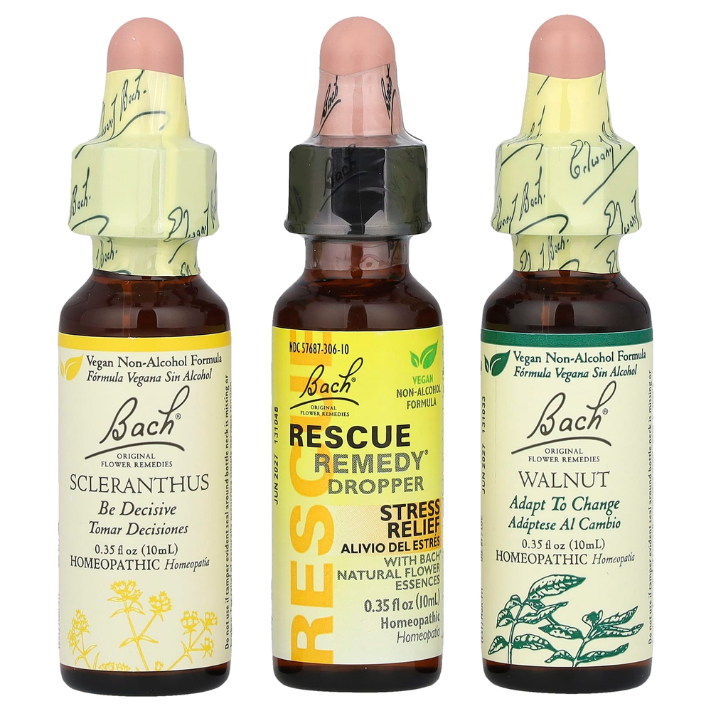Bach, Original Flower Remedies, дорожный набор, готовый к употреблению, 3 пипетки, 10 мл (0,35 жидк. унц.)