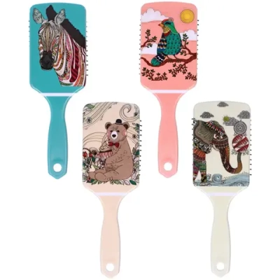 Расческа массажная прямоугольная форма «КОЛЛЕКЦИЯ ИМАНИ - ЭСКИЗ», микс 4 дизайна, 24*7,5см (PVC упаковка)