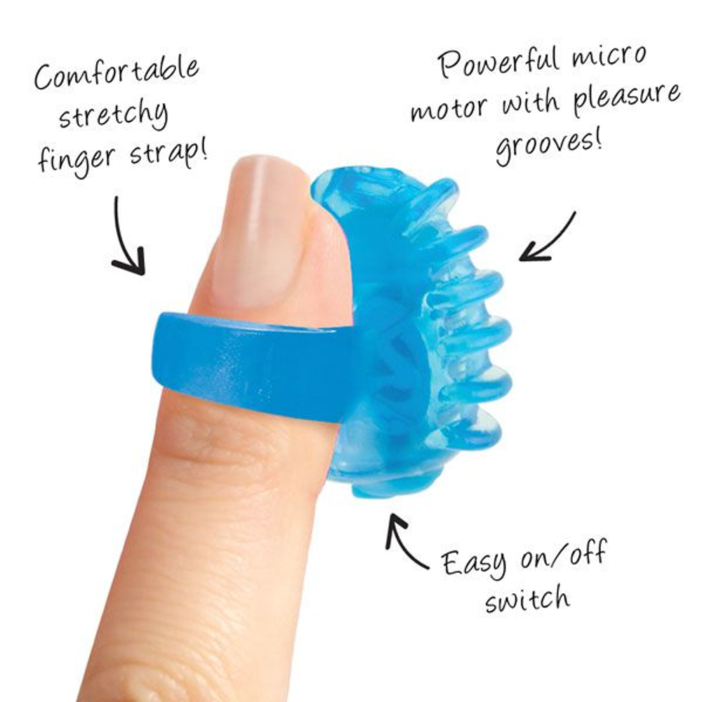 Голубой вибростимулятор на палец (Цвет: голубой)