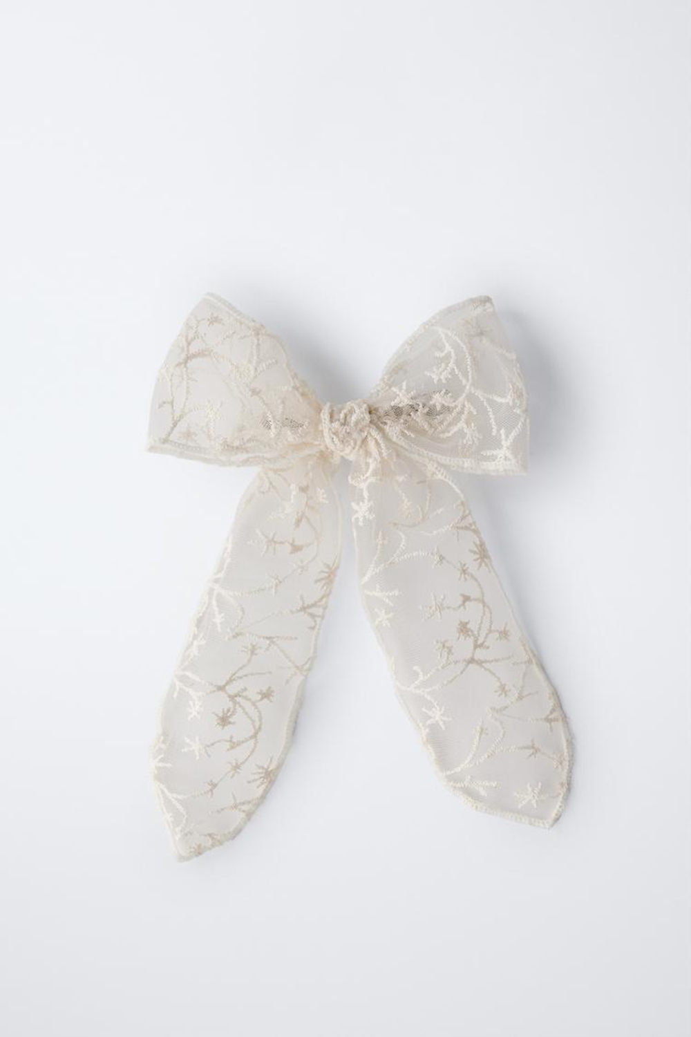 ZARA ЗАКОЛКА С ВЫШИТЫМ БАНТИКОМ, ЭКРЮ