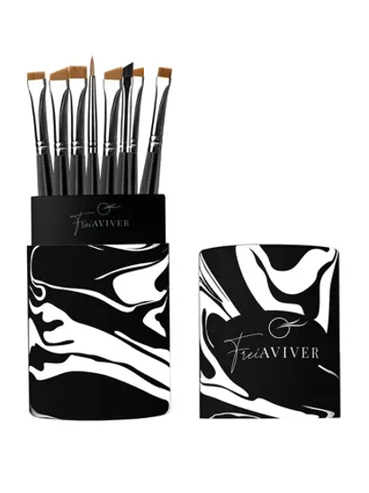 FreiAVIVER Набор кистей для бровей и ресниц в тубе (8шт), черный