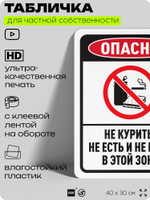 Табличка для частной территории "Опасно, не курить", на дом, для участка, для подъезда, предупреждающая, 40х30 см, Silver Plane x Айдентика Технолоджи