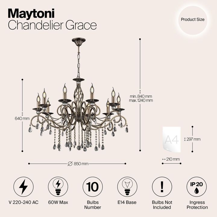 Подвесная люстра Maytoni Grace RC247-PL-10-R