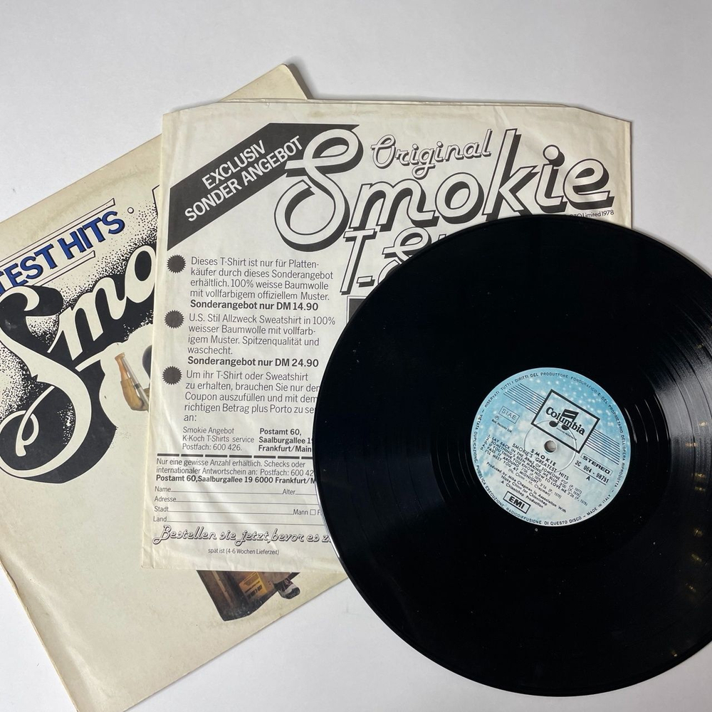 Винтажная виниловая пластинка LP Smokie Greatest Hits (Italy 1977) I'll Meet You At Midnight