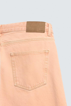 ZARA ДЖИНСЫ STRAIGHT FIT С ЭФФЕКТОМ ПОТЕРТОСТИ, ОРАНЖЕВЫЙ