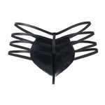 Кожаные мужские стринги Ohyeah Zipper Black, на молнии со стрепами, M