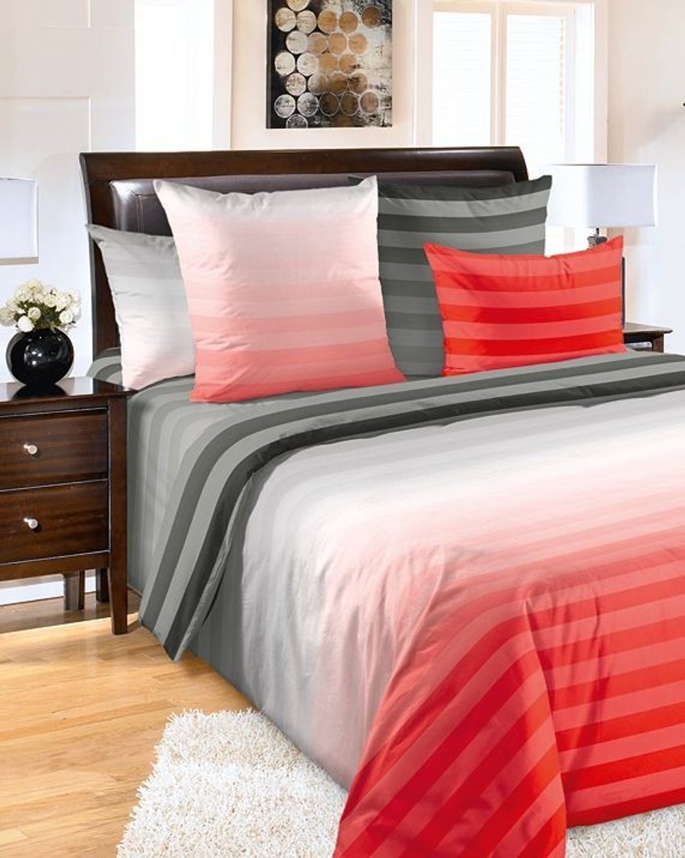 Постельное белье 2 спальное, простыня евро 220х240, перкаль, наволочки 70х70 , хлопок 100%