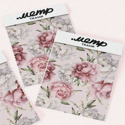 Ткань поплин пышные нежно-розовые пионы