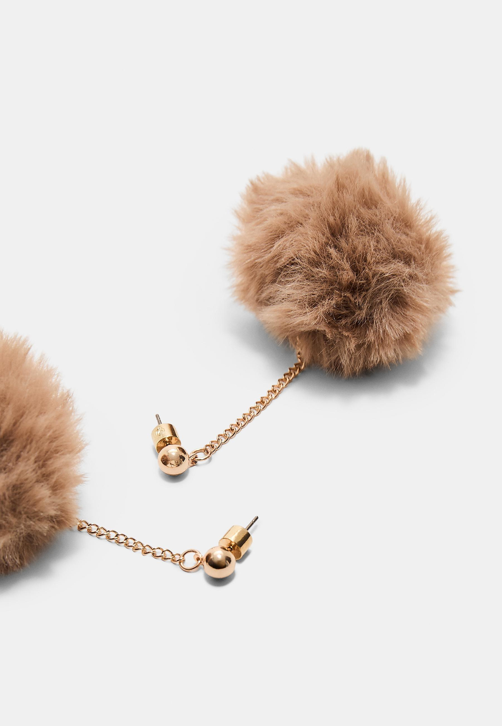 STRADIVARIUS Серьги-цепочки с помпоном из искусственного меха, коричневый