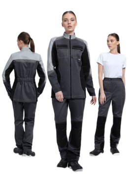 Костюм женский "Вектрон-1" СОП У. брюки (т.серый/св.серый/черный)