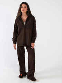 Брюки прямые вельвет темно-коричневый