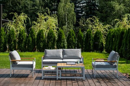 Диванная группа Joygarden МАЯ M, White Matte (белый матовый), светло-серый