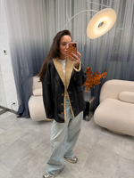 Дубленка из искусственного меха черная