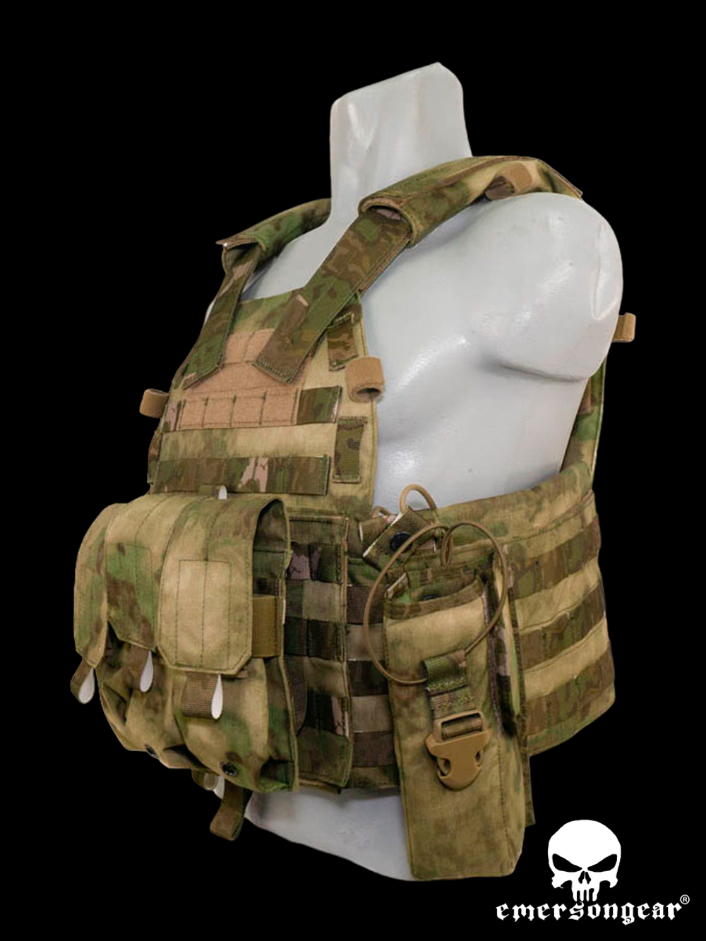 Бронежилет EmersonGear LBT6094A Style Plate Carrier w 3 pouches (EM7440G). Мох