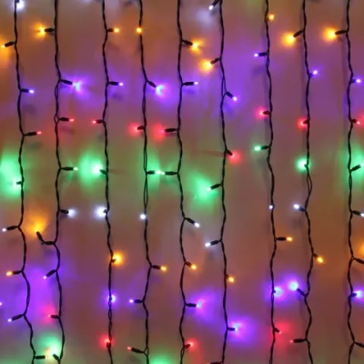 Гирлянда для улицы ЗАНАВЕС «Мерцание» ш2* в6,0 м 960 ламп LED, чёрный провод,1 реж.,IP-65, Мультицвет (возможность соединения)