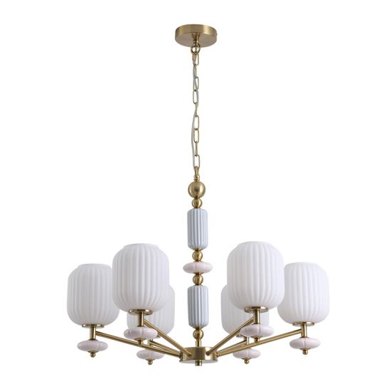 8334/6 MODERNI LN26 033 бронза/белый, металл/керамика/стекло Люстра E27 6*40W 220V ALEGRA