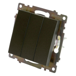 Выключатель 3-клавишный (механизм), 250В, 10А, серия Катрин, графит, GLS10-7108-06 49415