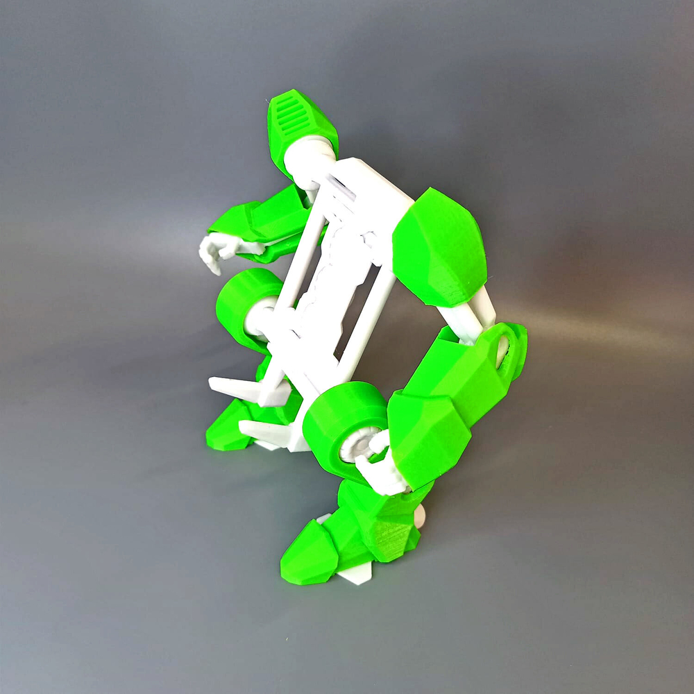 Подставка-экзоскелет для телефона (робот), раздвижная, 3D печать, бело-зеленая