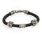 Браслет гайтан черный 5 мм с руной Соулу и двумя шармами Волк Мельхиор, фото 1