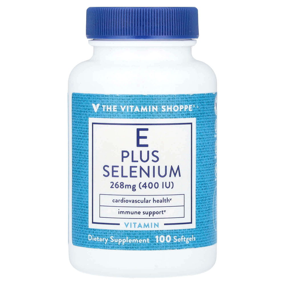 The Vitamin Shoppe, Витамин E и селен, 268 мг (400 МЕ), 100 мягких таблеток