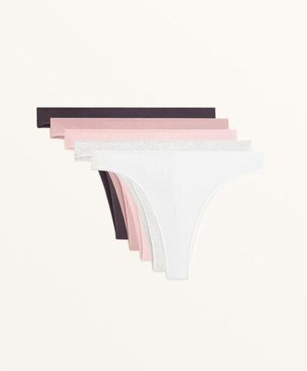 OYSHO Набор из 5 пар трусов-бразильяно из хлопковой смеси, розовый